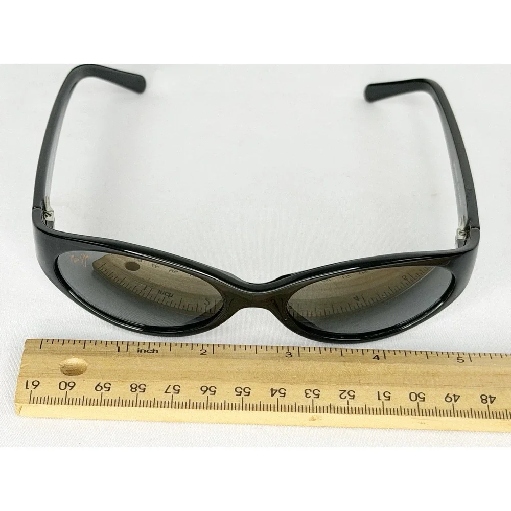 MAUI JIM MALIA MJ 125-02 Gloss Black W/ Grey POLARIZED Oval  SUNGLASSES NEW Case